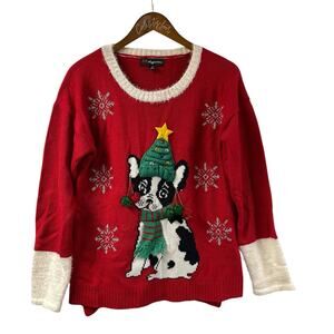 Not So Ugly Christmas Sweater Pug Tree Bells Medium Festive Fun Holiday
